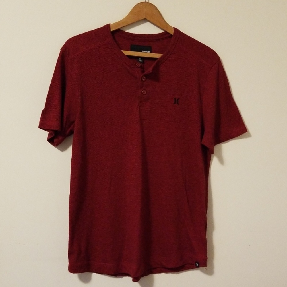 Red mens Hurley 3 button t shirt